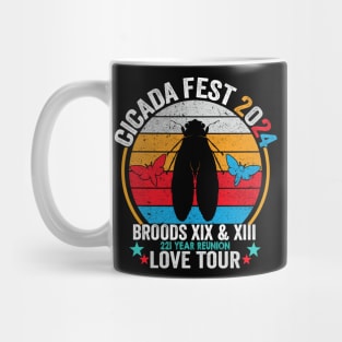 Vintage Cicada Fest 2024 Tsunami Phenomenon Brood XIX Brood XIII Year Of The Cicada 2024 Mug